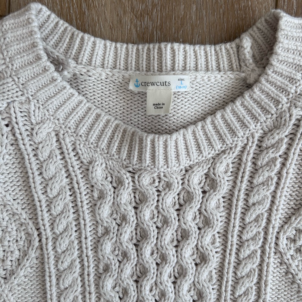 J. Crew Crewcuts Kids Ivory Cable Knit Sweater - Picture 1 of 7